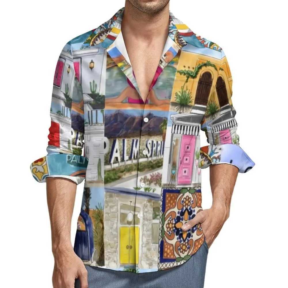 Vintage Mid-Century Casual Shirts Mens 60s 70s Style Shirt Long Sleeve Loose Aesthetic Blouses Autumn Graphic Clothing 3XL 4XL W250220