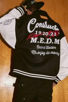 High street fashion highend 2023 ins style American embroidery couple baseball uniform autumn and winter retro loose jacket 250212
