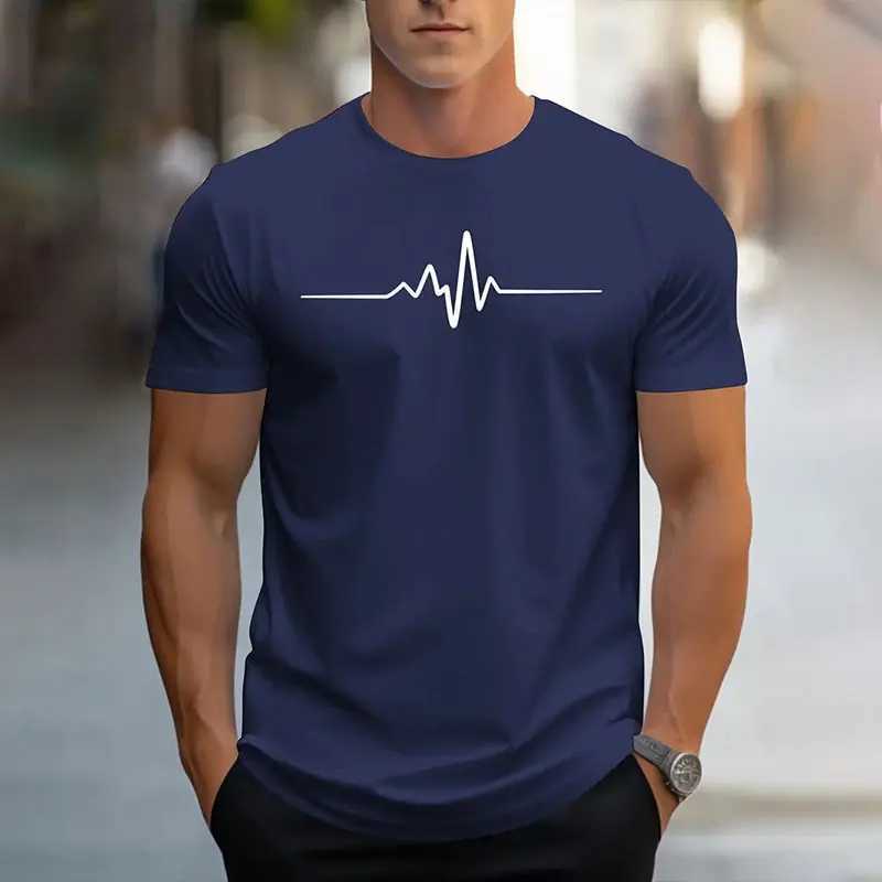 2024 New Mens Summer Loose Large Size Simple Pattern Printed Short Sleeve Casual Sports Round Neck Short Sleeve T-Shirt Top W250220