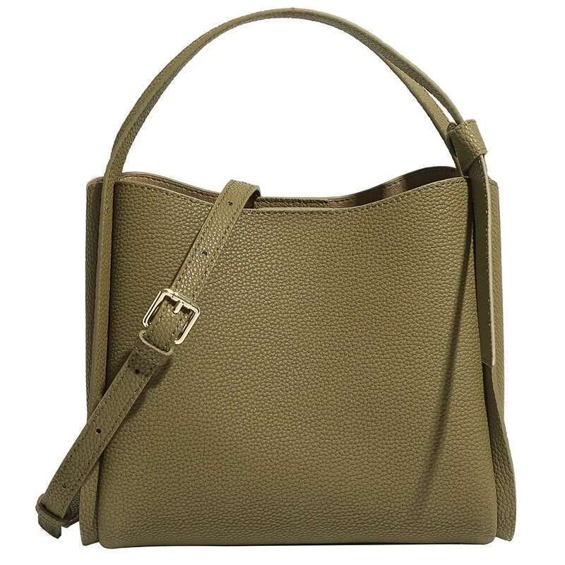 Women Genuine Leather Shoulder Female Bucket Handbag Totes Ladies Crossbody Daybag Commuter Bag Purse