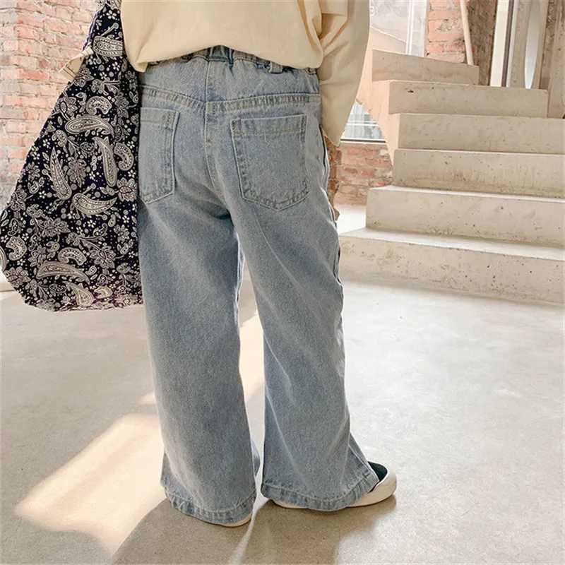 2-8T Jeans for Girls Toddler Kid Clothes Split Denim Pants Elegant Fashion Streetwear Infant Childrens Trousers Outfit Z250220
