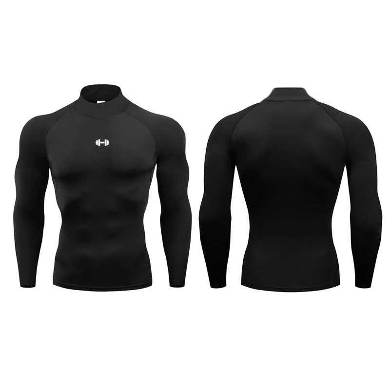 Mens Running T-shirts Compression Long Sleeve Sport Shirts Dumbbell Fitness Training Jogging Gym Sportswear Quick Dry Rashgard W250220