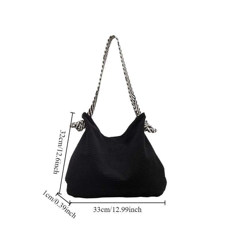 Casual Corduroy Hobo Shoulder Bag, Minimalist Solid Color Handbag, All-Match Retro Bag