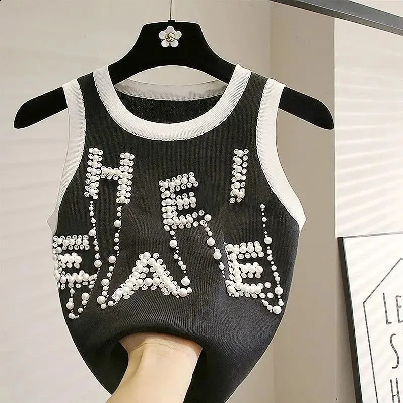 Womens Knitted Short Crop Top Summer Camis Korean Fashion Y2k Tops Tank Sleeveless Womens Clothes 250218