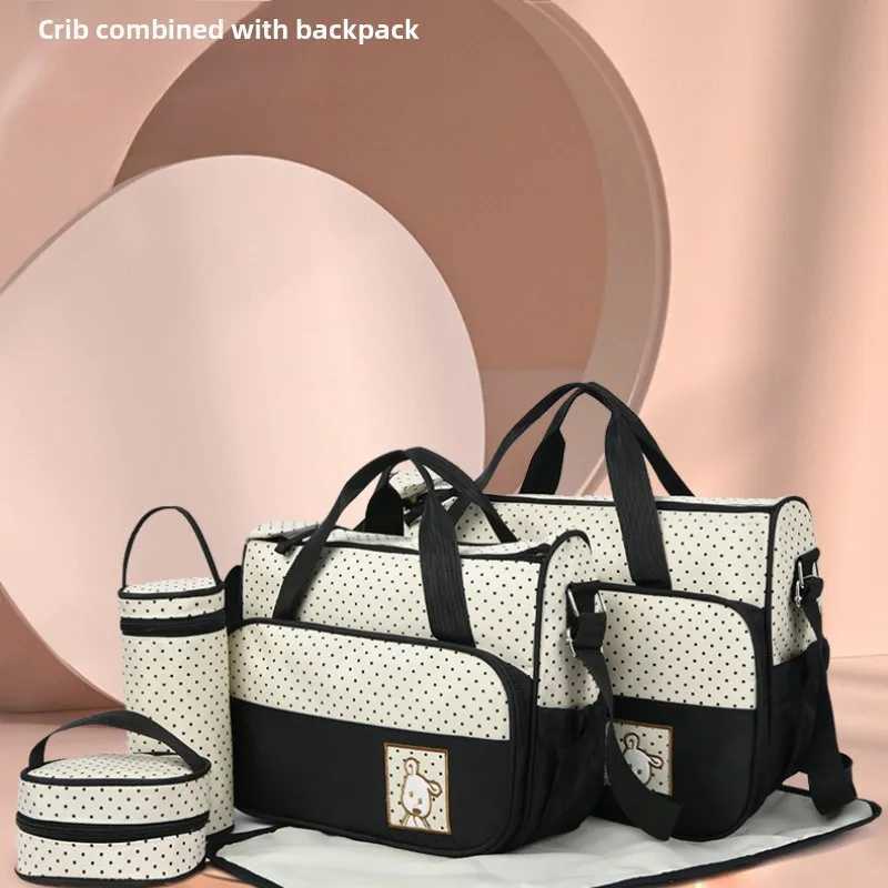 5-piece Stylish Portable Mother and Baby Bag with Built-in Diaper Pad Independent Bottle Compartment Large Capacity Mother Bag X250220