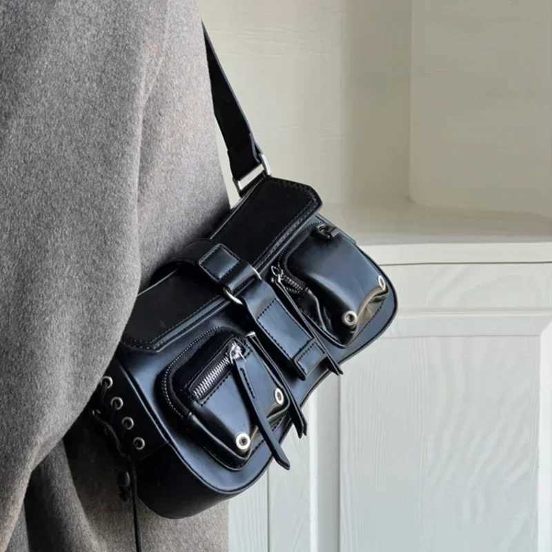 Y2K Korean Women Harajuku Vintage Gothic Black Hand Bag Aesthetic Elegant Punk Wallet Purse Handbags Shoulder Trend s Y250603