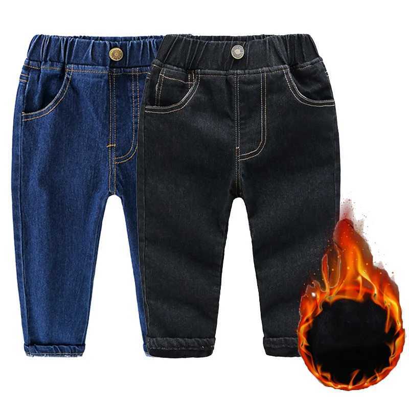 Winter baby jeans 2-6 year old childrens thick and loose Trouser boys elastic warm pants autumn fashion childrens wool jeans Z250220