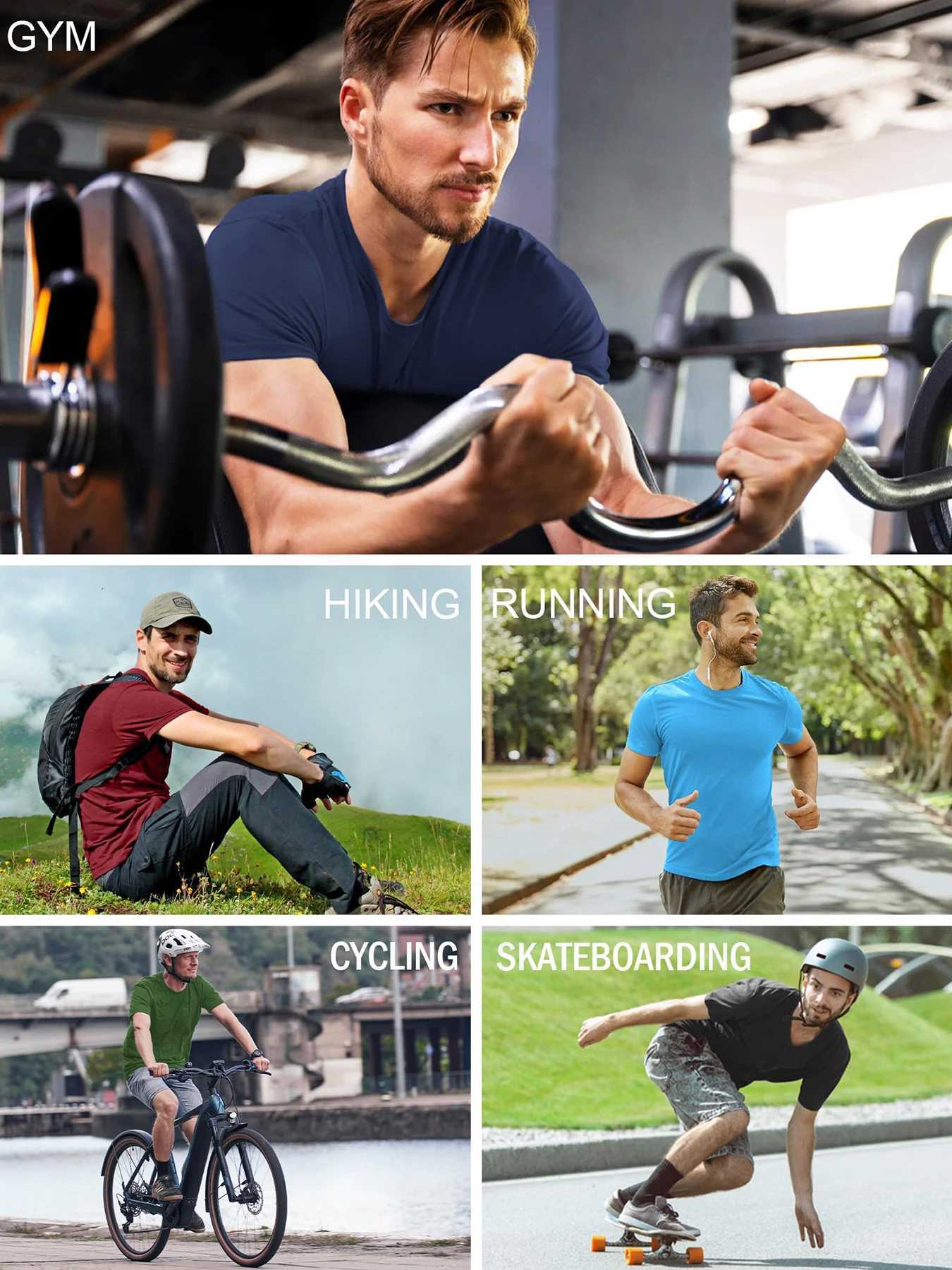 HOPLYNN Workout Shirts for Men Short Sleeve Athletic Active Tops Quick Dry Crew Neck T Shirt for Running W250220