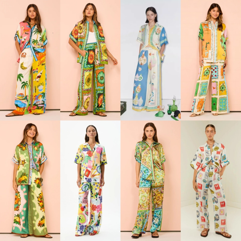 Women Tracksuits Two Pieces Set Designer 2025 New Fashionable Personalized Printed Short Sleeve Colored Holiday Leisure Lace Set 19 Colors