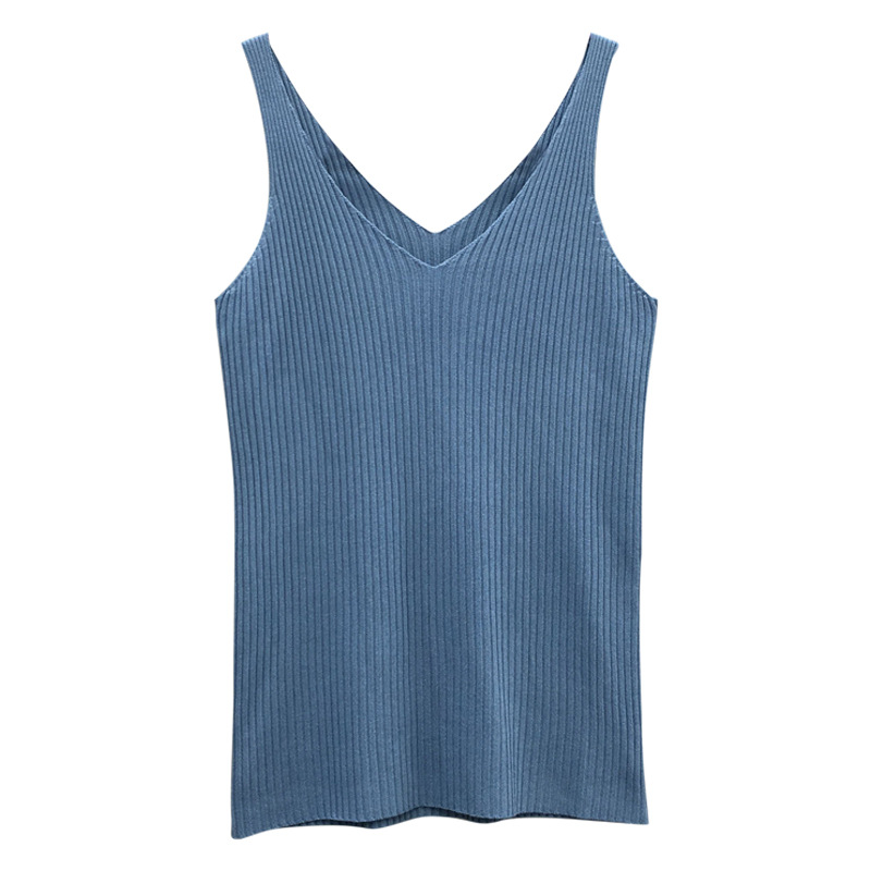 New v-neck sling vest women's summer inner wear ice silk knitted black and white careful machine bottoming shirt sleeveless top outer wear