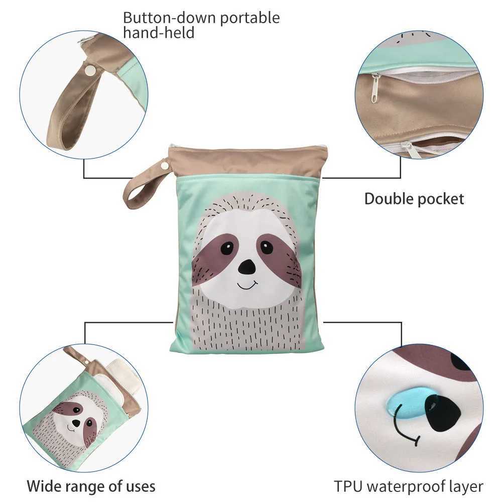 BIAI 25 * 35cm wet storage bag washable diaper urine bag waterproof beach bag double pockets with zipper travel makeup storage bag X250220