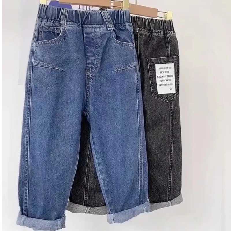 New Boys Girls Cool Jeans Spring And Autumn Trousers Korea Sle Concise Casual Loose Pants Childrens Clothing Summer Pants Z250220