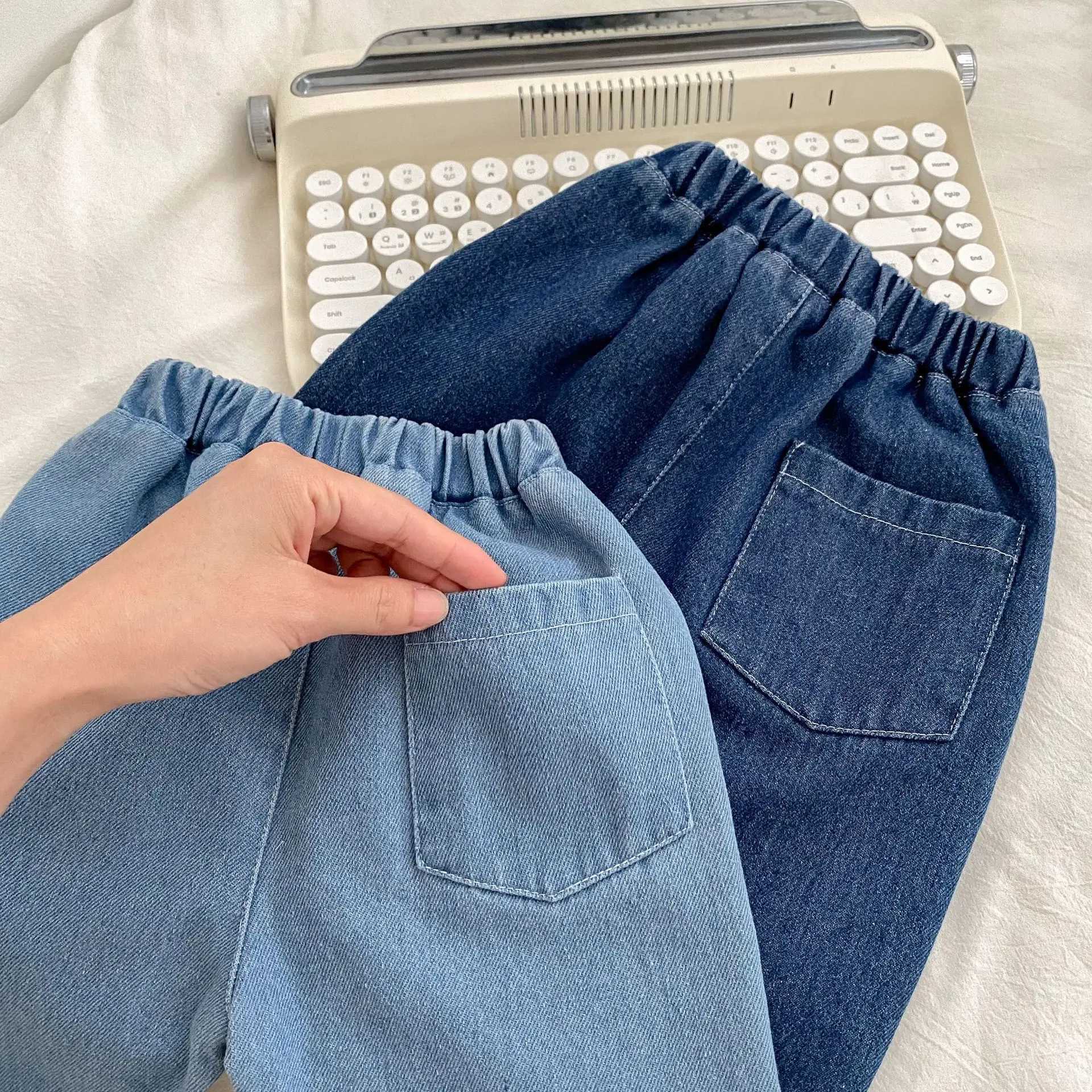 2024 Autumn New Children Denim Trousers Toddler Girl Casual Pants Infant Boys Jeans Kids Clothes Casual Pants Z250220