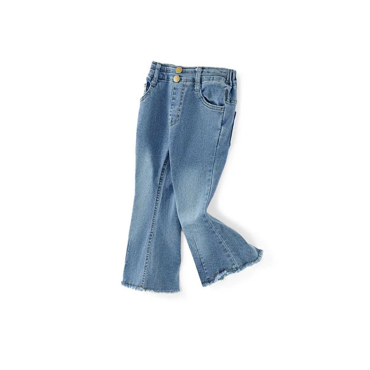 Spring Autumn Young Baby Girl Jeans Cotton Micro-waist Versatile Toddler Kid Girl Flare Pants Children Denim Pants For 1-8Y Girls Z250220