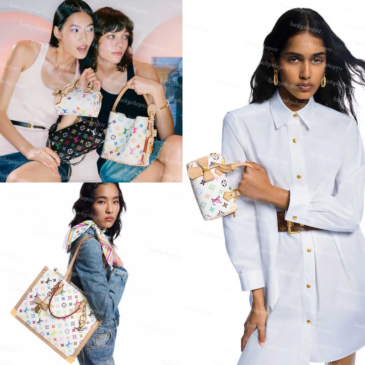 takashi murakami bag Monogram white Multicolor Luxury bags leather baguette nano carryalls Embossed flower composite lady canvas beach woman bag purse Y2K