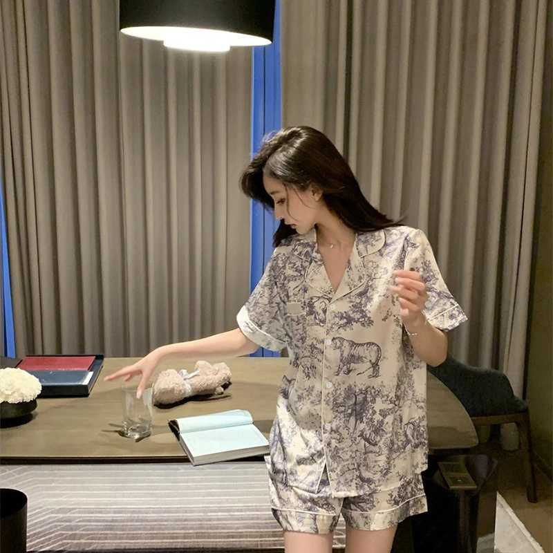 China Style Ink and Wash Landscape Painting Pajamas Women 2024 New Summer Cool Fe Spwear Classic Ele Short HousewearXJ250220