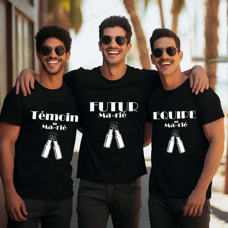 Fashion Beer Graphic Tops French Boyfriend Single Farewell Bachelor Party T-shirts Evg Future Team Groom Man Shirt Wedding Tees W250220