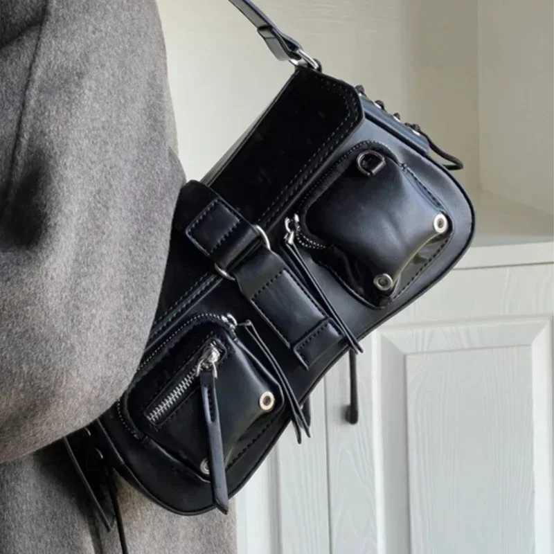 Y2K Korean Women Harajuku Vintage Gothic Black Hand Bag Aesthetic Elegant Punk Wallet Purse Handbags Shoulder Trend s Y250603
