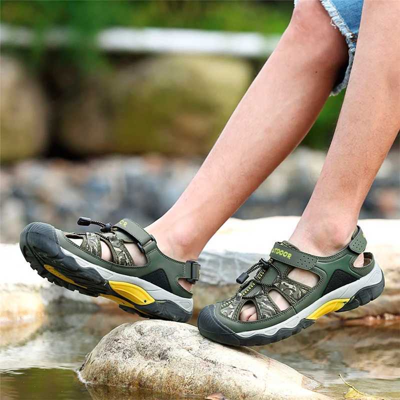New Arrival Classic summer mens sandals fashionable large-sized beach sandals new breathable casual flat shoes mens outdoor anti slip Wading shoes T25