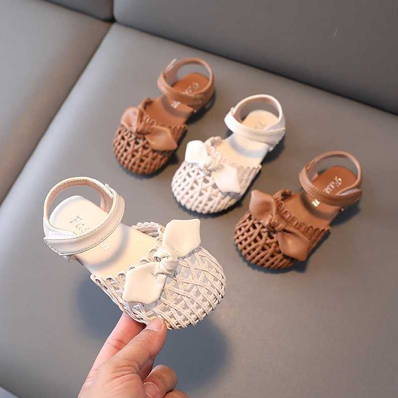 Sandals for Girls Sweet Bowtie Baby Shoes Hollow Out Non-slip Sandals for Toddlers Children Soft Sole Kids Shoes 21-30XJ250221