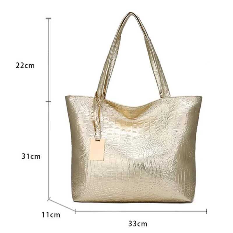 Brand Fashion Casual Women Shoulder Bags Silver Gold Black Crocodile Handbag PU Leather Female Big Tote Bag Ladies Hand Bags Sac Z250220