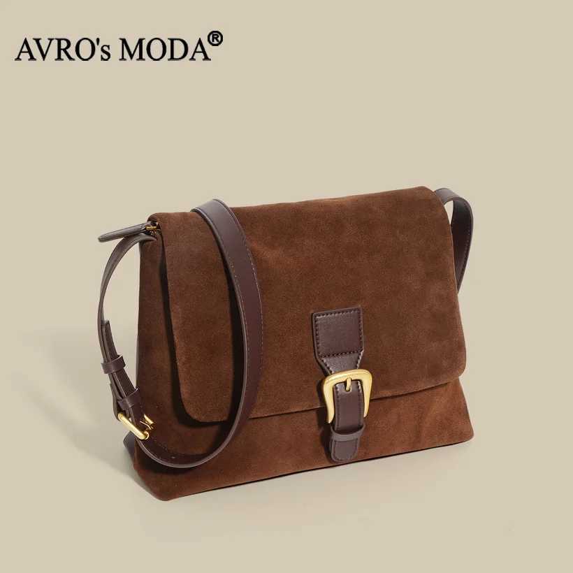 AVROs MODA Brand 2024 Newest Women Suede Bag Female Frosted Cowhide Split Leather Bucket Shoulder Bag Lady Crossbody Messenger Z250220