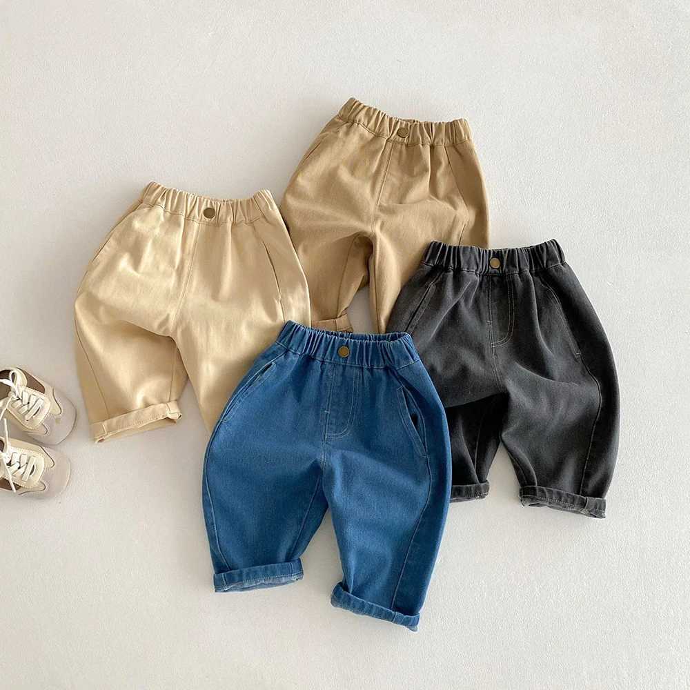 Spring 2025 Kids Jeans Daily Korean Sle 1-5 Year Old Girls Denim Pants Boys Trousers Kids Pants Z250220