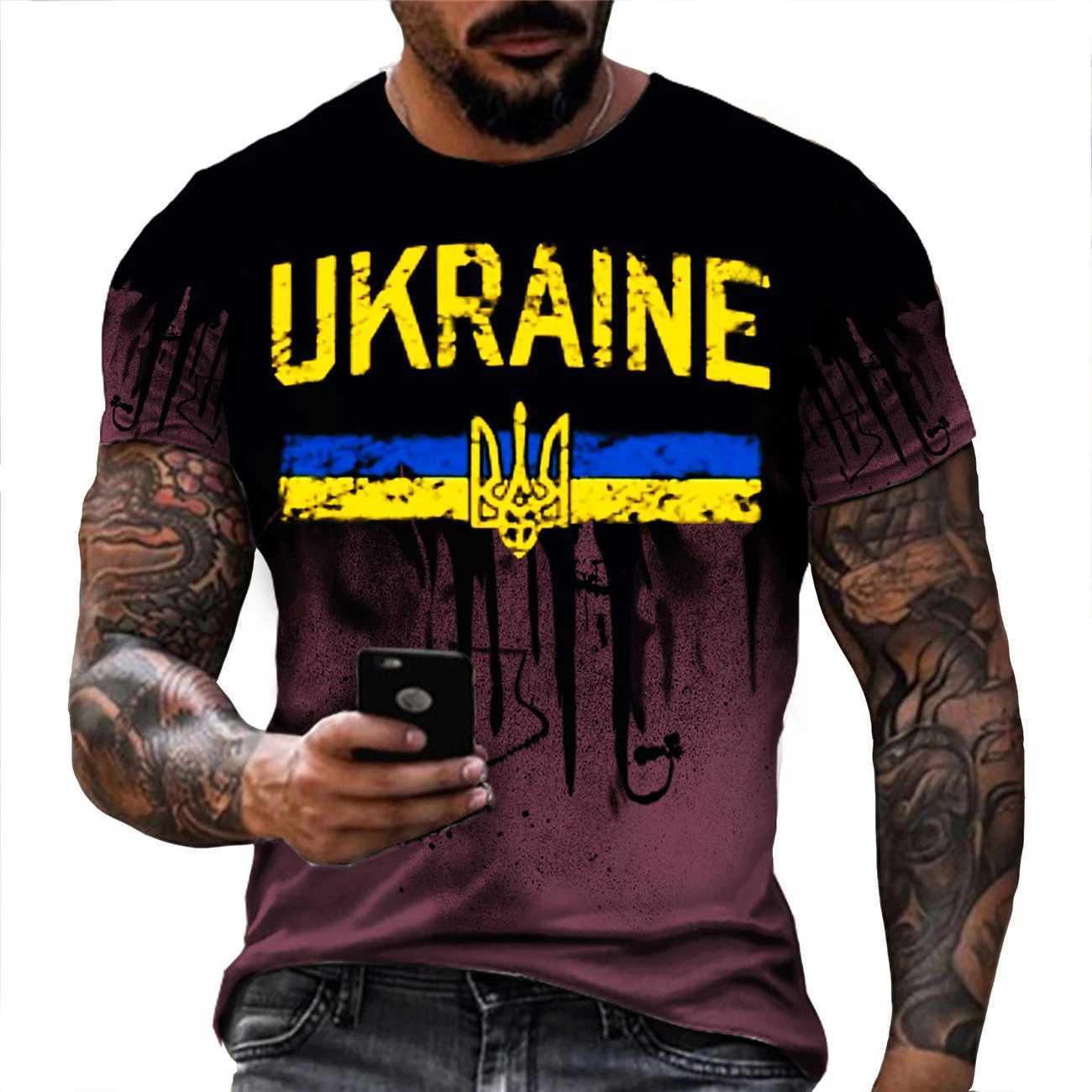 2023 Vintage Mens T-shirt Ukrainian T Shirt 3d Men Ukraine Military Army Emblem T-Shirts Ukrainian Flag Tshirt Polyest Tees W250220
