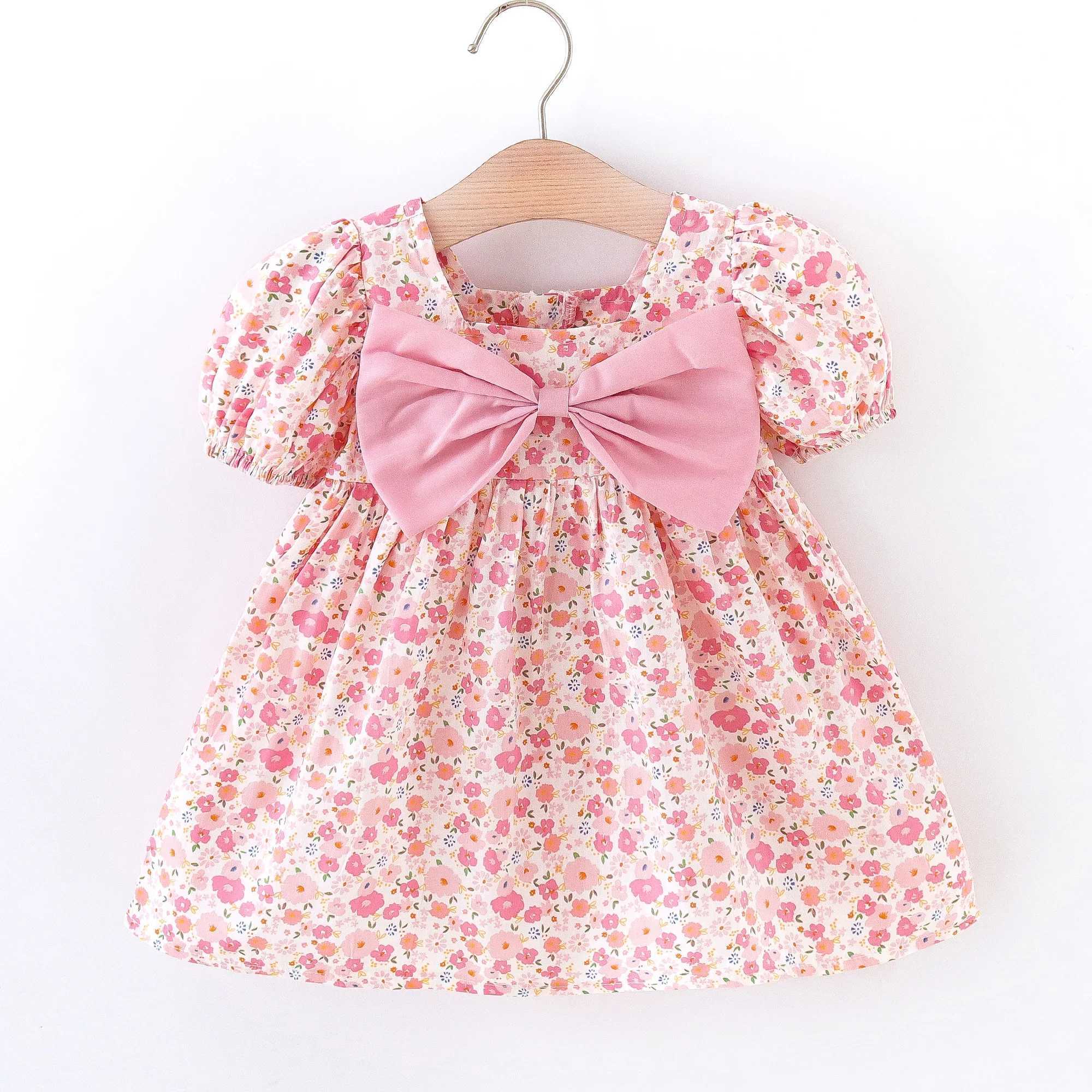 Promotional Girls Summer Dress Clearance Puff Sleeve Floral Dress Bow Birthday Party Dress Birthday Party Dress X250220