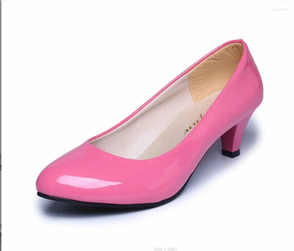 Dress Shoes Women Red White High Heels Sexy Pointed Toe Middle HeelWedding Nude Black Color Rubber Bottom zhanyishengli