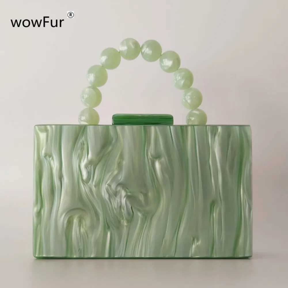 Women Luxury Light Lemon Green Acrylic Box Clutch Bag Shell Lady Small Evening Bag Minaudiere Female Handbag Wedding Party Purse Z250220