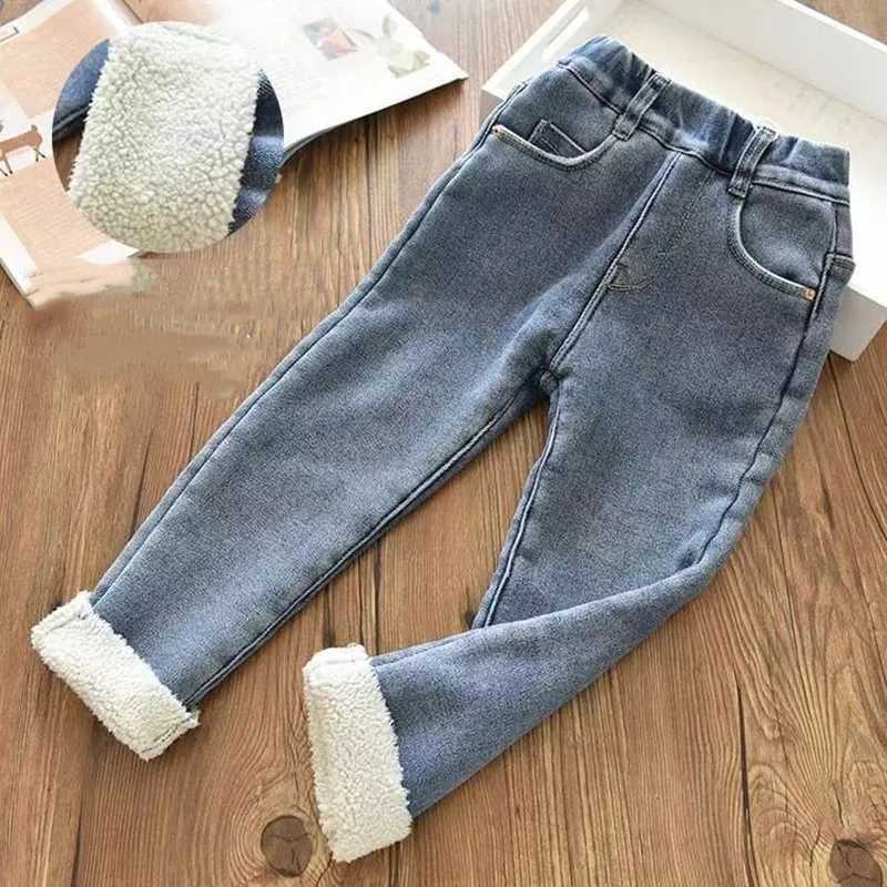 Velvet winter warm jeans suitable for girls autumn Trouthers jackets teenage and childrens clothing boys jeans 2024 new model Z250220