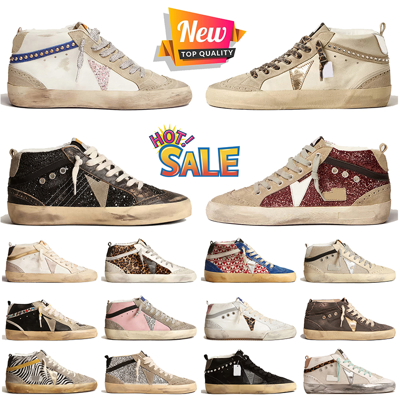 Top Suede Leather Designer Mid Star Casual Dress Shoes Women Mens Silver Glitter Stars dirty des chaussures Vintage Italy Brand Canvas Trainers Platform Sneakers