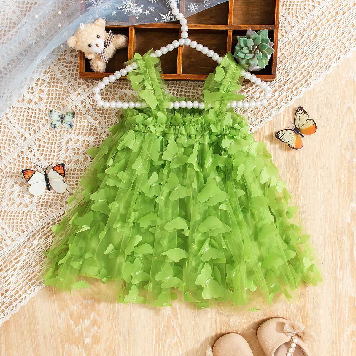Summer Baby Girl Sleeveless Princess 3d Butterfly Mesh First Birthday Outfit Princess 0-2 Years Old Baby Clothes For Girl X250220