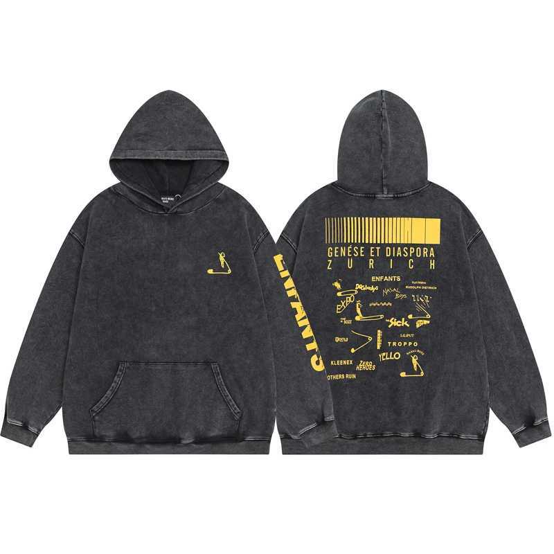 Gothic Vintage Hoodie Skeleton Letter Hoodies Washed Long Sleeve Sweatshirt Male Female Oversize Sweatshirts Strtwear Y2k Coat X250220