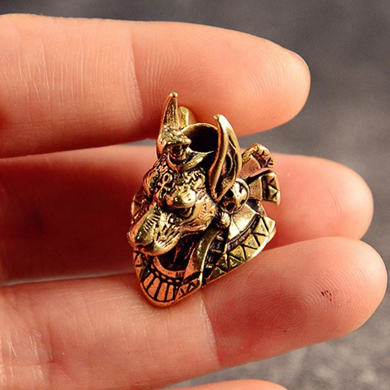 Ancient Egypt Death God Anubis Jackal Head Brass EDC Knife Beads DIY Paracord Woven Lanyard Pendants Jewelry Outdoor Accessories 250213