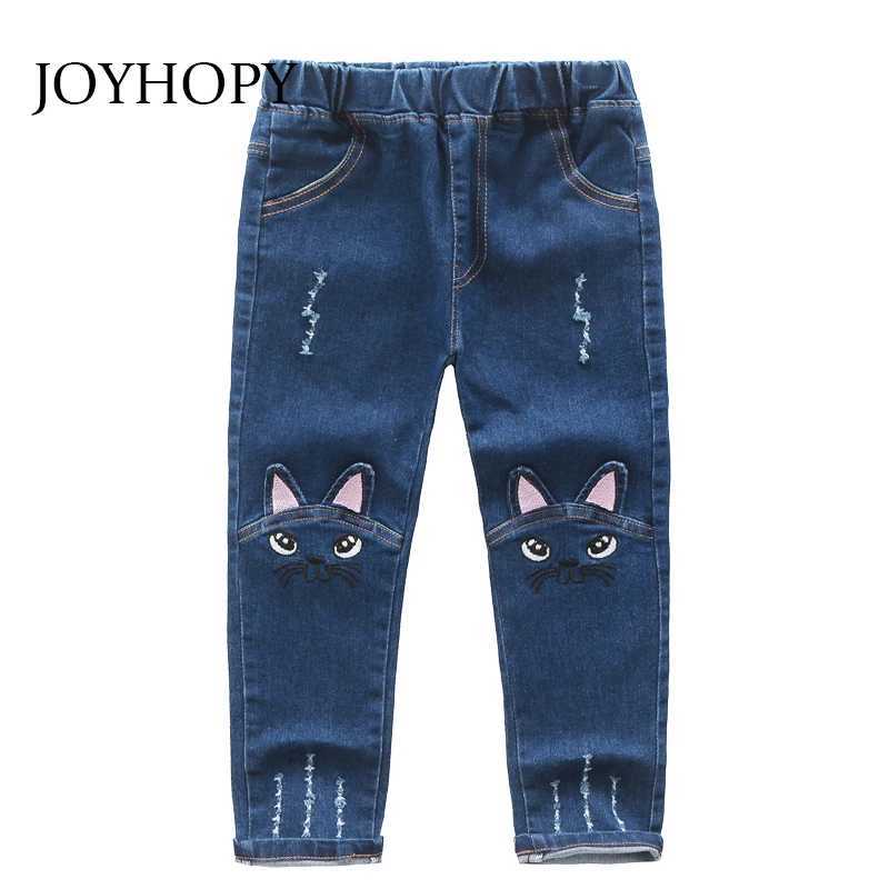 Cute Pattern Kids Jeans Spring Autumn Winter Lovely Cat High Qu Children Pants Casual trousers Baby Girls Jeans Z250220