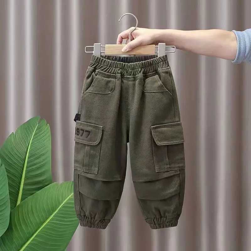 Spring and Autumn Kids Boys Pants 2024 New sle Childrens Handsome Cargo pants Cotton Boys Baby Casual Pants 2-8Y Z250220