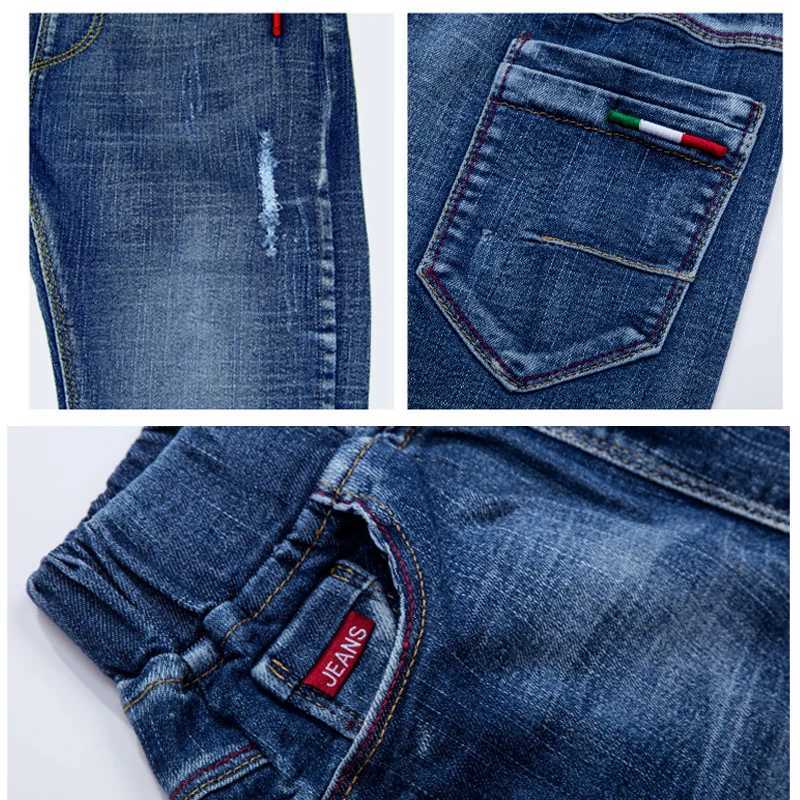 IENENS fashionable jeans suitable for children boys denim pants spring autumn ultra-thin jeans young boys denim Trousers elastic waist pants Z250220