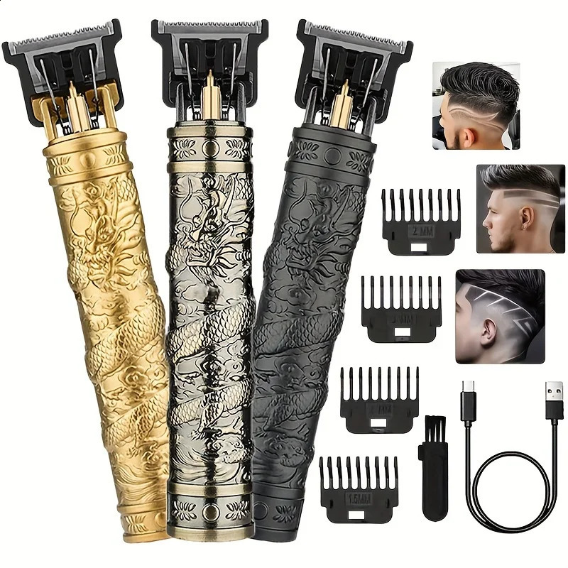2024 Mens Professional Hair Clipper T9 Electric Rechargeable Beard Trimmer 250217