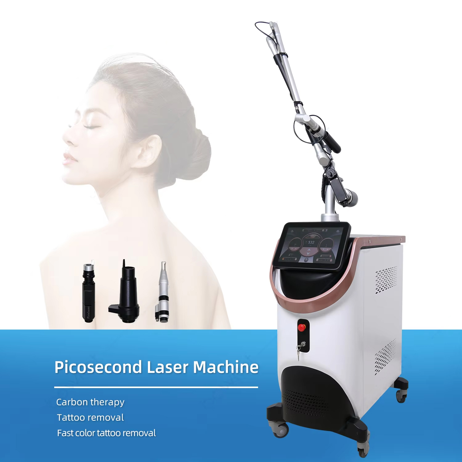 2025 Newest Advanced Picosecond Laser Tattoo Removal Eyebrow Washing Skin Whitening Anti-pigment 532 755 1064 Picolaser Tattoo Remove Device