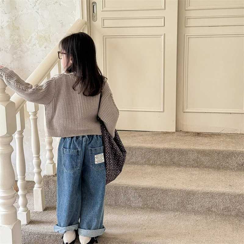 Childrens Pants 2024 Autumn New Korean Boys Casual Jeans Fashion Loose Girls Denim Trousers Toddler Kids Versatile Jeans Z250220