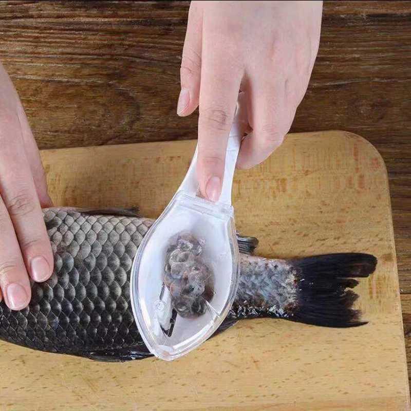 Dog Travel Bowls Bags WIKOSTAR Fish Scale Scraper Fish Skin Brush Seafood Tool Quick Fish Scale Removal Cleaning Knife Kitchen Accessories H250220