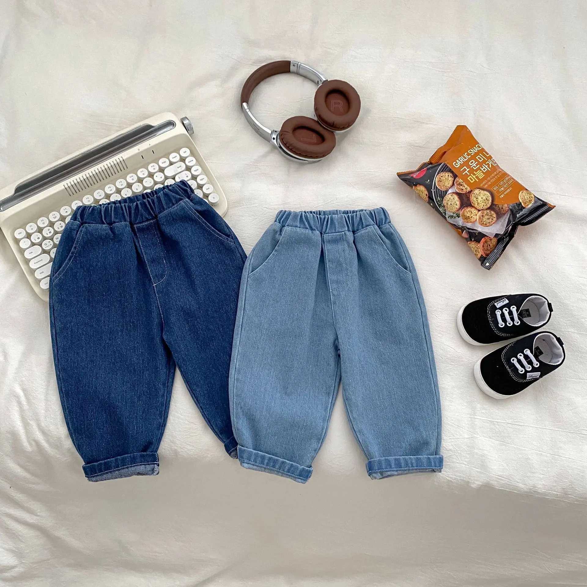 2024 Autumn New Children Denim Trousers Toddler Girl Casual Pants Infant Boys Jeans Kids Clothes Casual Pants Z250220