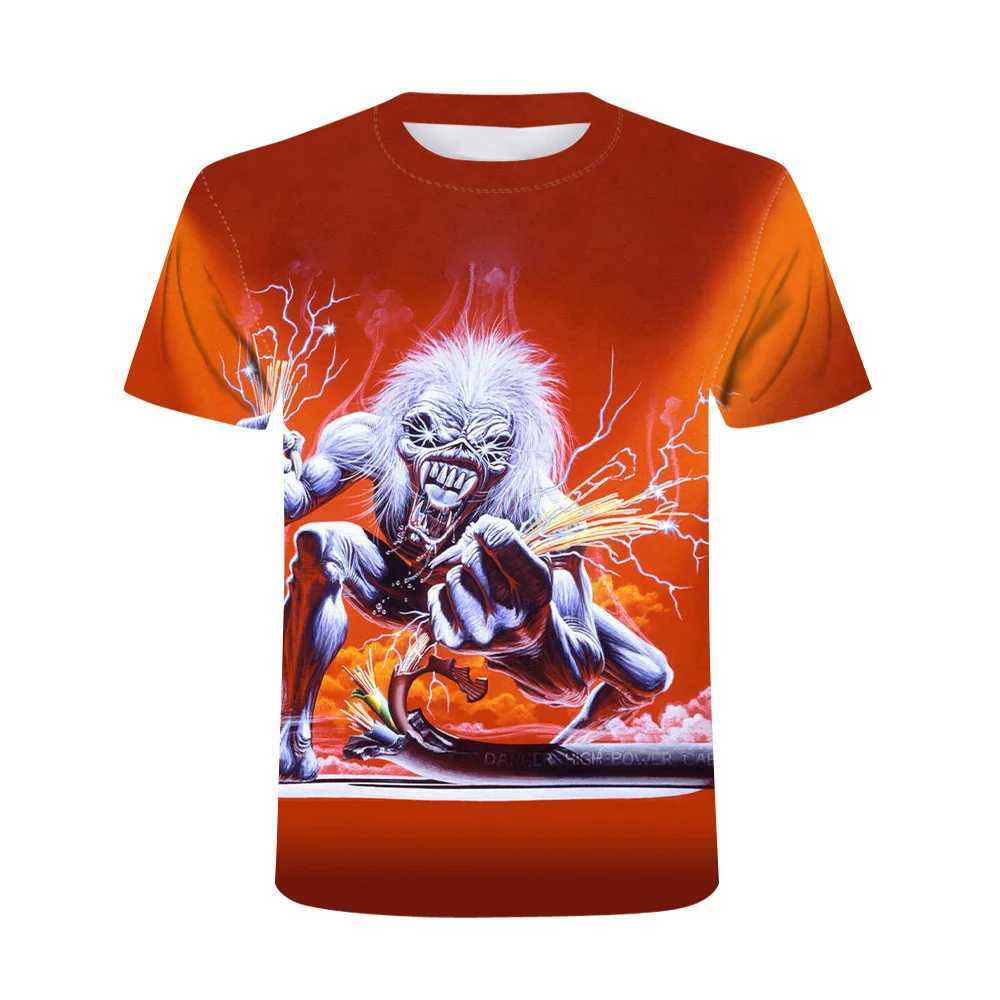 Hot selling summer mens new living dead 3DprintedT-shirt rockmusic round neck short sleeved heavy metalfashionable casualT-shirt W250220