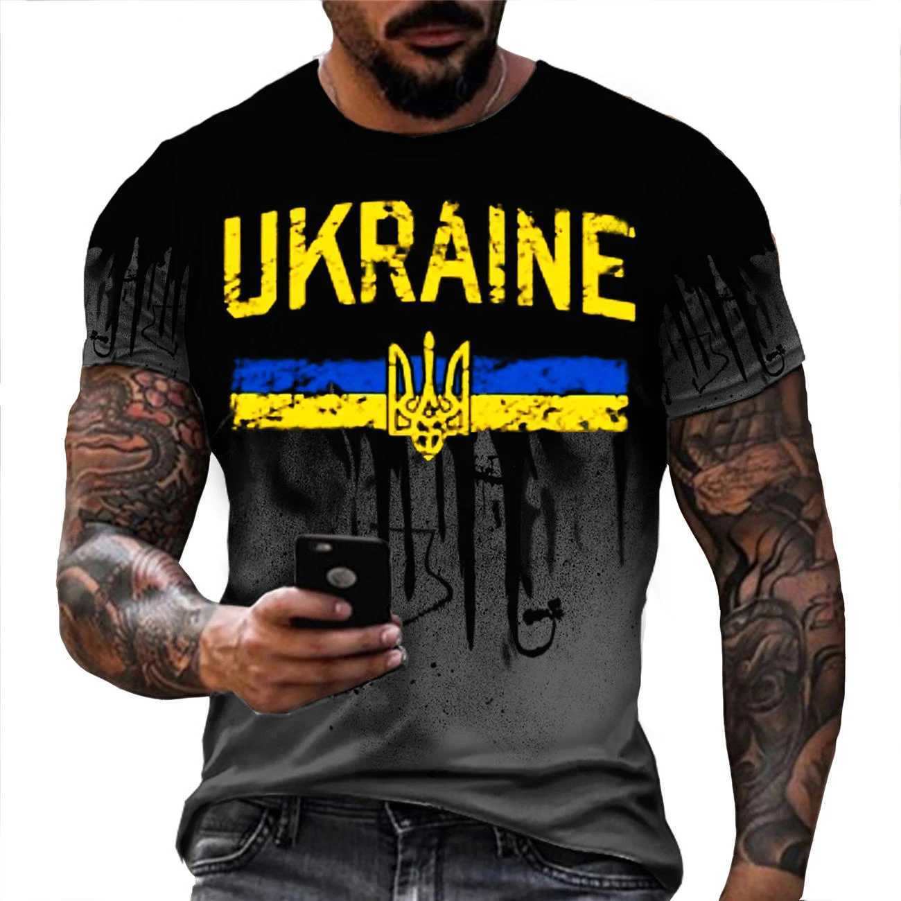 2023 Vintage Mens T-shirt Ukrainian T Shirt 3d Men Ukraine Military Army Emblem T-Shirts Ukrainian Flag Tshirt Polyest Tees W250220