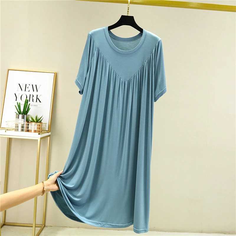 Womens Loose Modal Dress Thin Section Large Skirt Enlarged Nightdress Outer Pajamas A-line Skirt Pleated Skirt SummerXJ250220