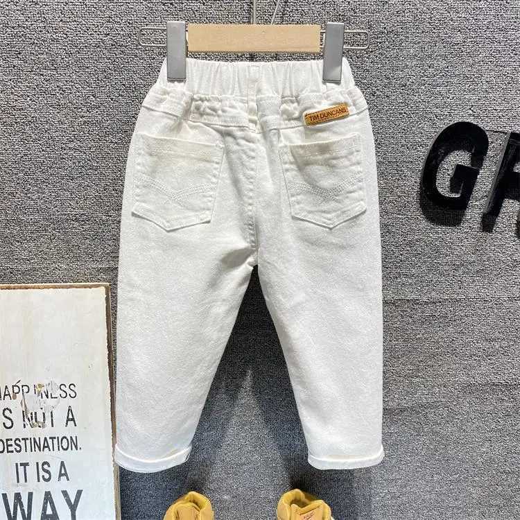 Childrens ripped pants Trouser baby boy jeans brand fashion autumn 3-8Y white children Trouser childrens clothing 2022 new 23 Z250220
