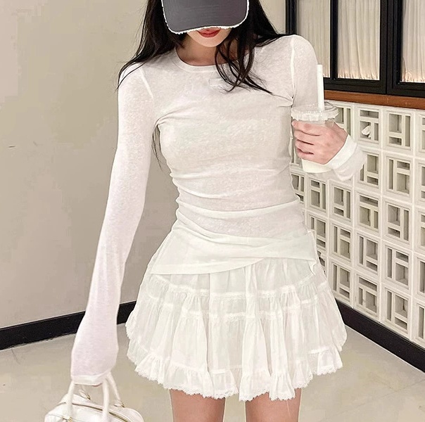 2026 A1 Designer Women's Perspective T-shirt Long Sleeve Round Neck Basic Top Casual Daily T-shirt Thin Breathable Men's Clothing