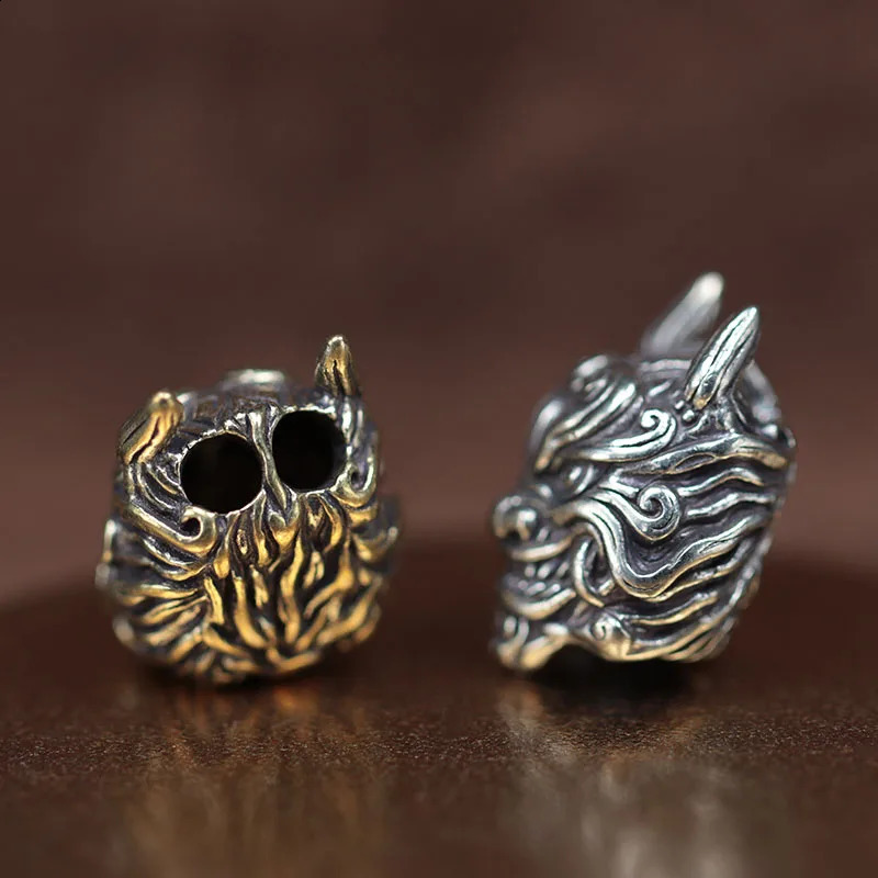 Mahakala Head Sculpture Brass Knife Bead EDC Outdoor DIY Umbrella Rope Accessories Hand Woven Bracelet Pendant 250213